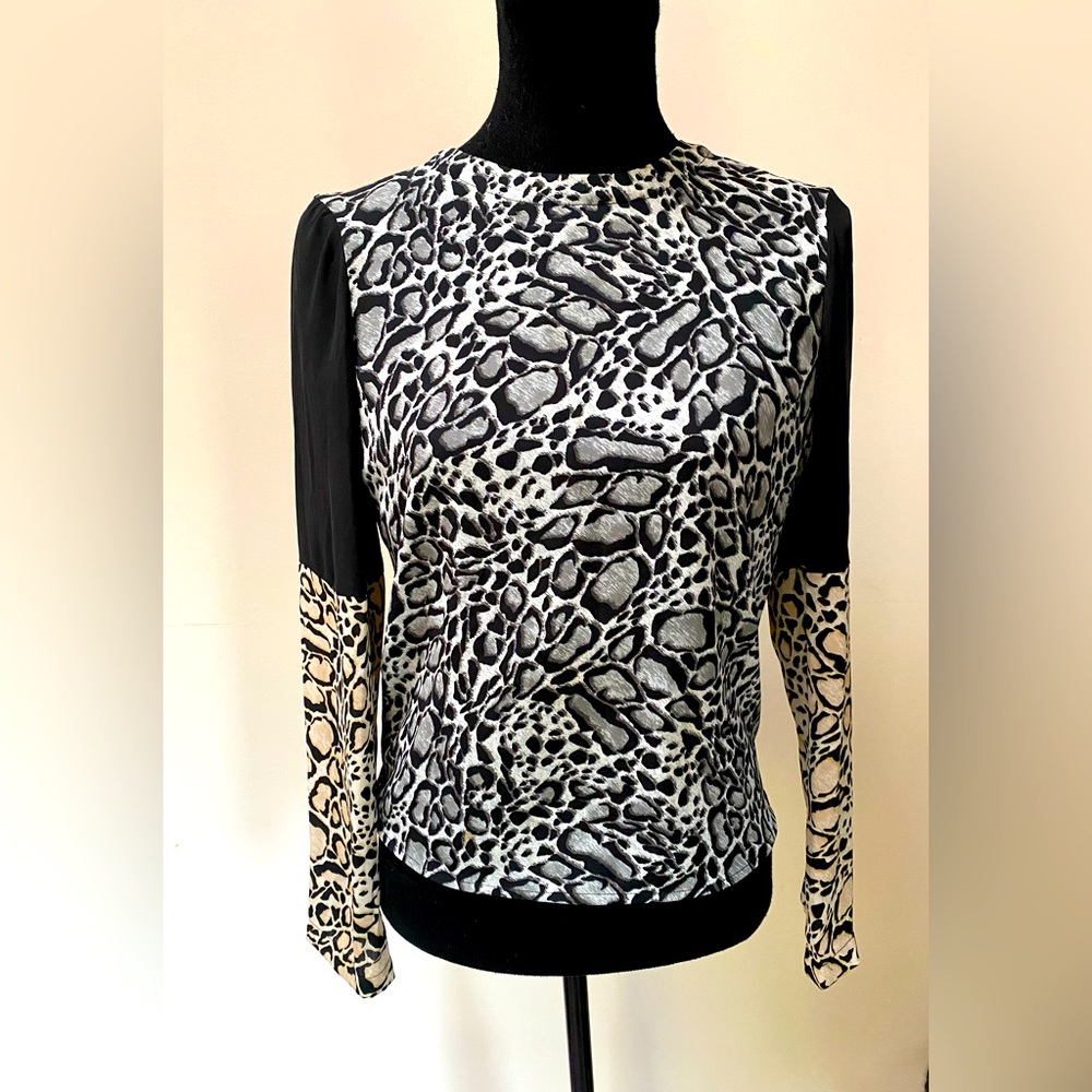BCBG leopard print back open sexy blouse